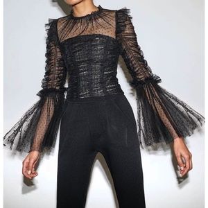 NWOT and PRICED TO SELL: Self Portrait Mesh Angel Long Sleeve Tulle Blouse top